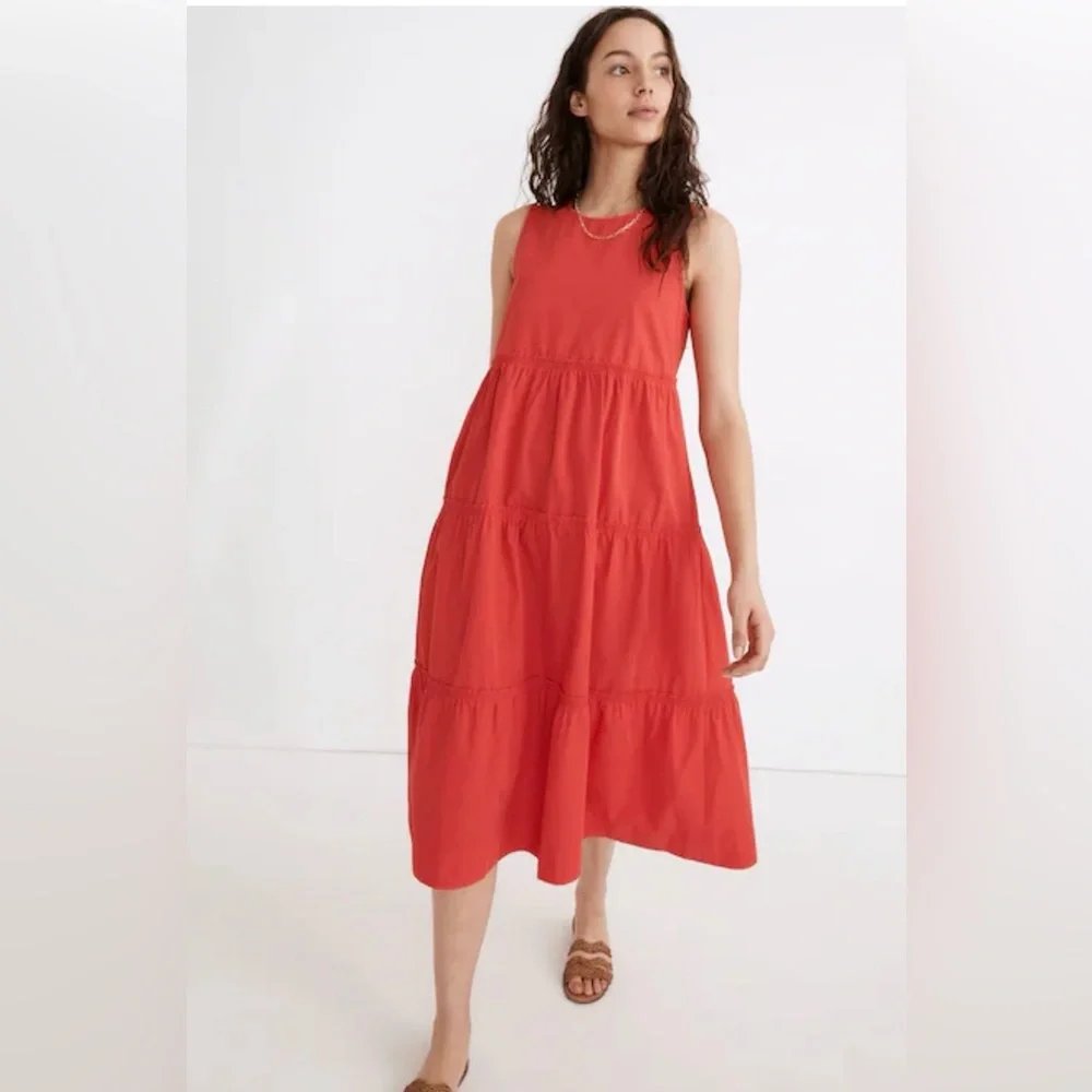 Madewell Coral Sleeveless Midi Dress in Heirloom Rose - Picture 1 of 14